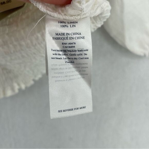 ~Faherty Women's Smocked Puff Sleeve Blouse NWT - Picture 3 of 5